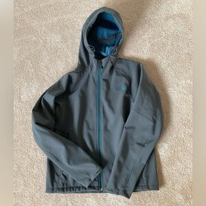 The North Face Men's Dark Gray/Teal Softshell Outdoor Jacket Size M